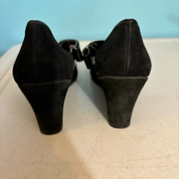 DKNYC Christina women’s black suede wedge heel ballet shoes in size 8 - Picture 5 of 13